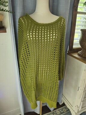 Lane Bryant Green Crochet Sweater